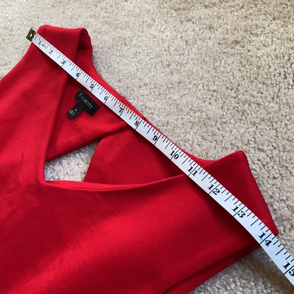 TALBOTS Red Sleeveless Fitted Dress 4 - Picture 6 of 16